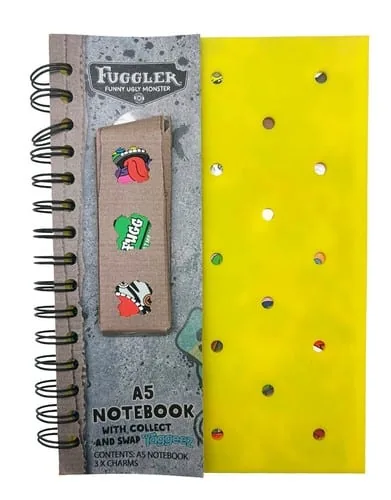 Fuggler Rubber Notebook with 3 Collectible Charms, 12pc PDQ