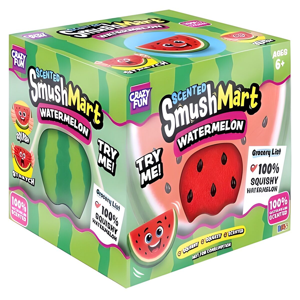 RMS 9" SQUISHY SMUSHMART WATERMELON CLEAR BOX 6PC PDQ