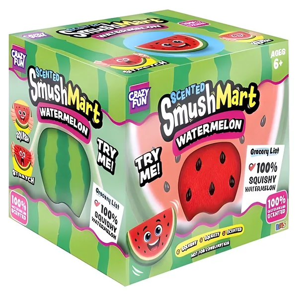 RMS 9" SQUISHY SMUSHMART WATERMELON CLEAR BOX 6PC PDQ