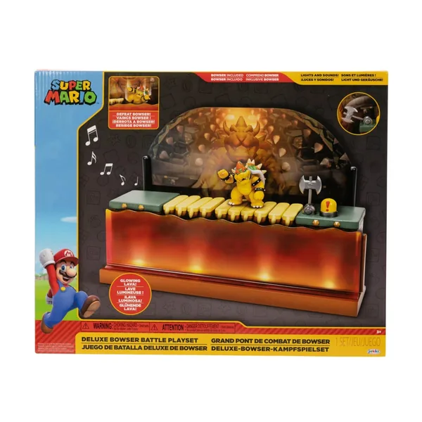 Super Mario Deluxe Bowser Battle Playset with 2.5-inch Bowser Figure