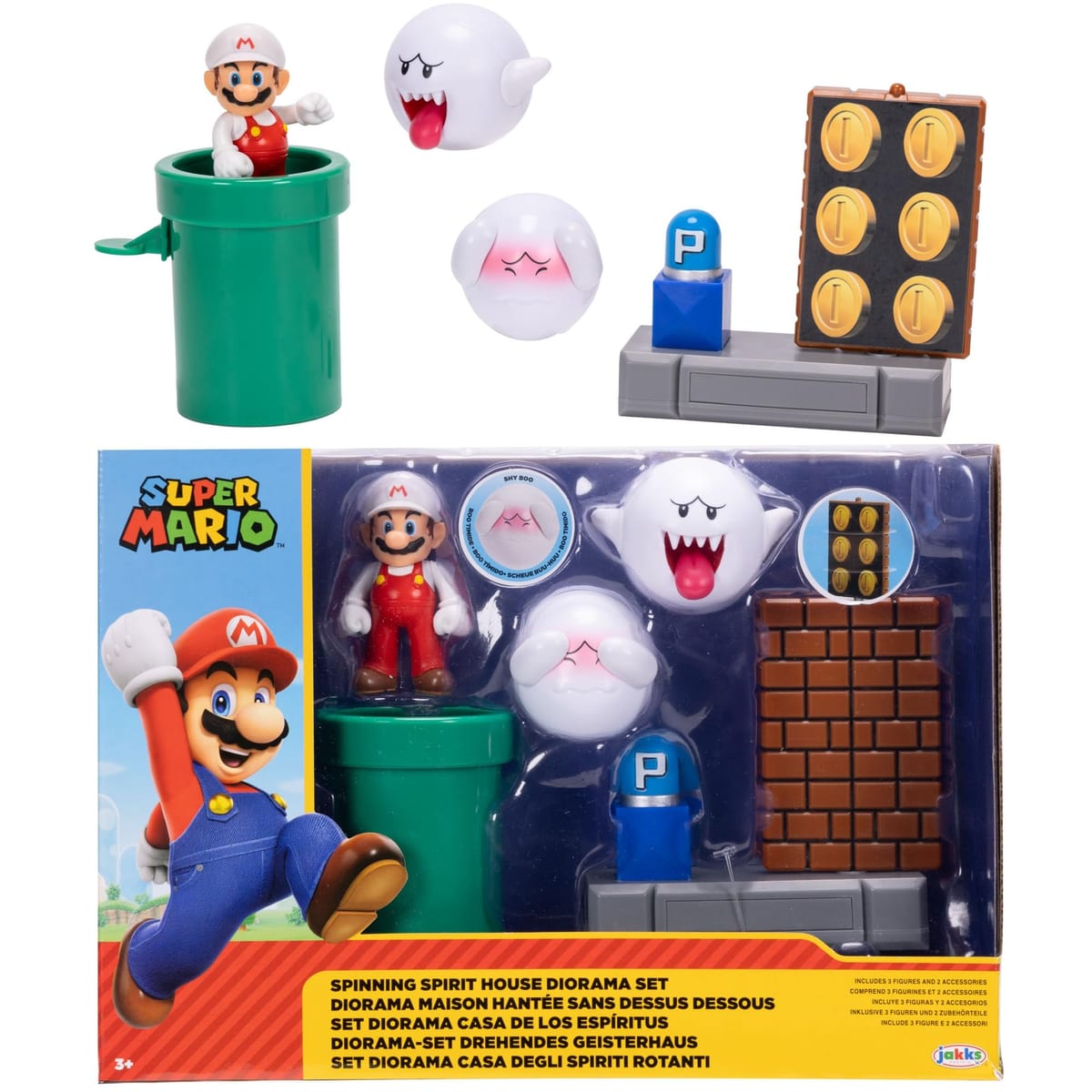 Super Mario 2.5-inch Spinning Spirit House Diorama with Fire Mario