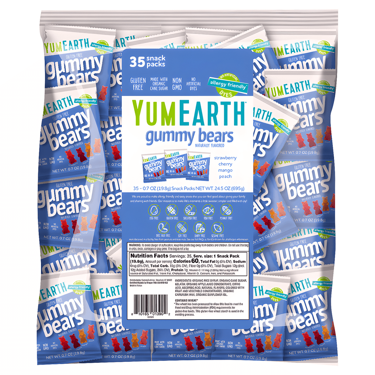 YumEarth Gummy Bears 24.5oz (35 Snack Packs)