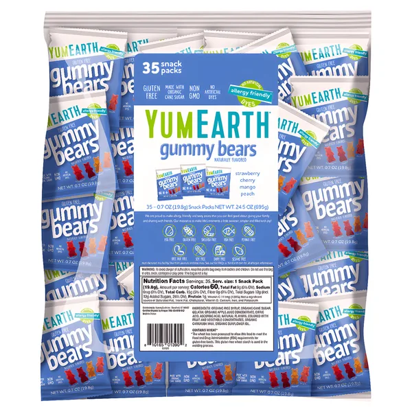 YumEarth Gummy Bears 24.5oz (35 Snack Packs)