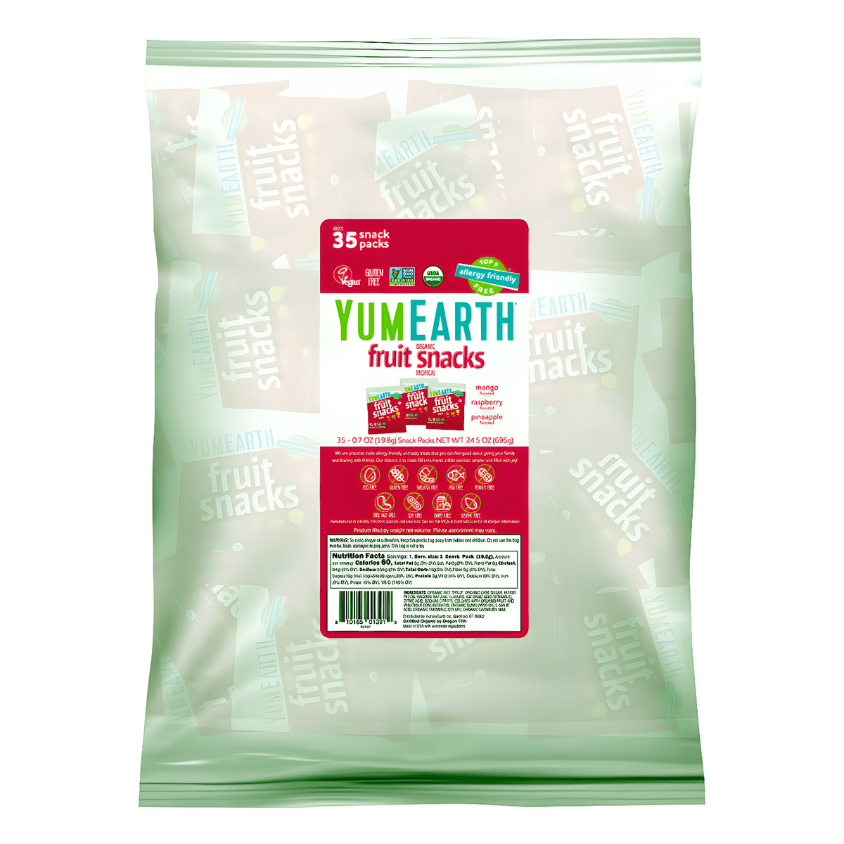 YumEarth Organic Tropical Fruit Snacks 24.5oz (35 Snack Pack)