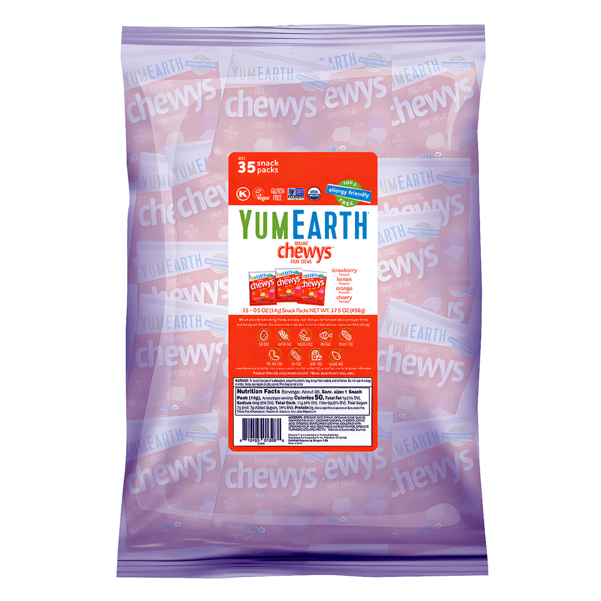 YumEarth Organic Chewys 17.5oz (35 Snack Pack)