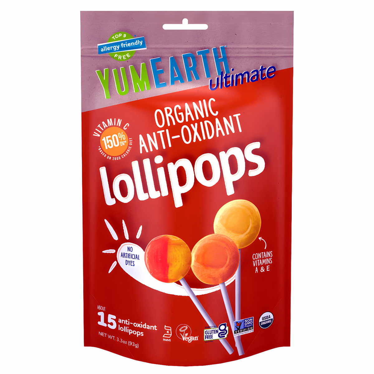 YumEarth Organic Anti Oxidant Lollipops (15 Pops) 3.30 oz