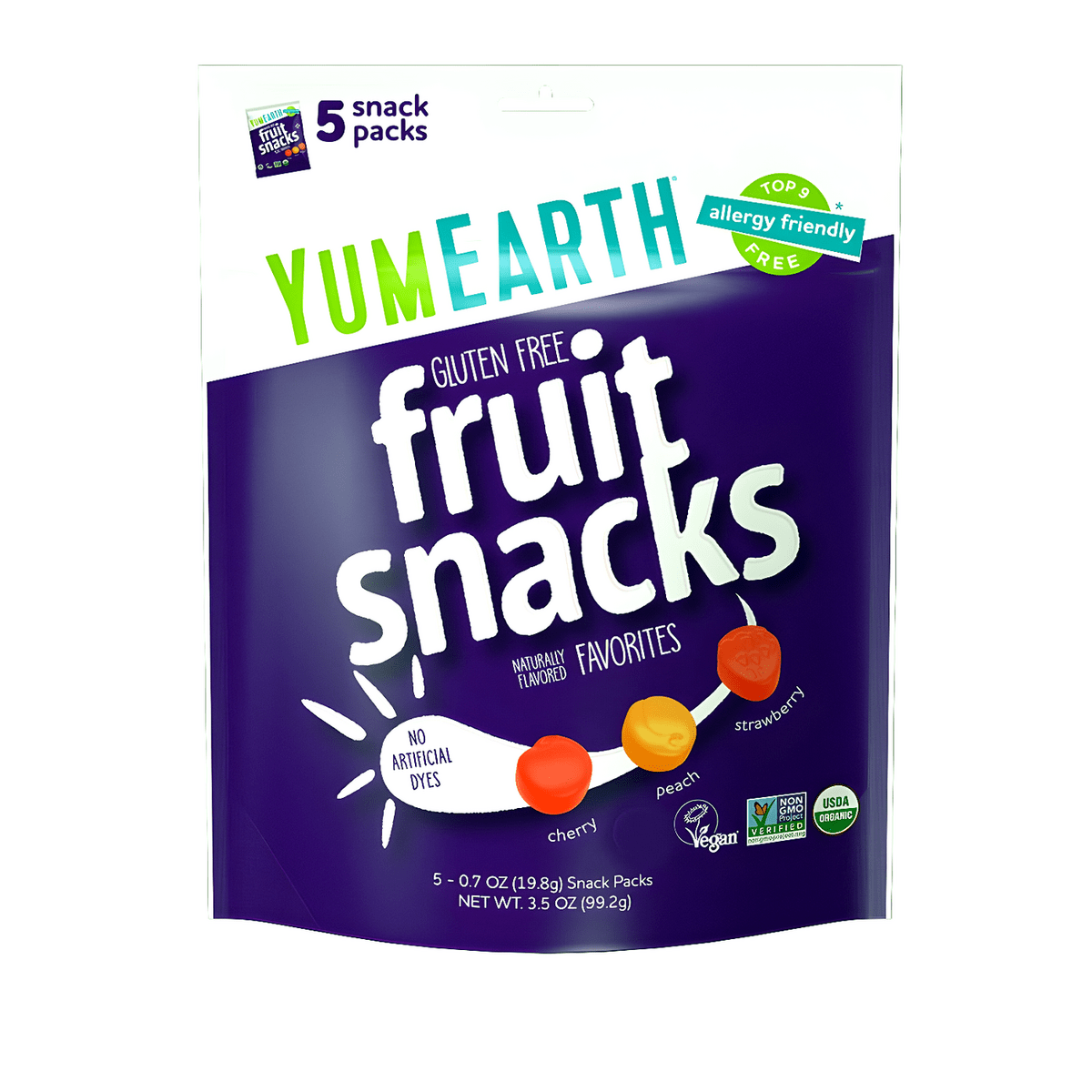 YumEarth Organic Fruit Snacks (5 Snack Packs) 3.50oz