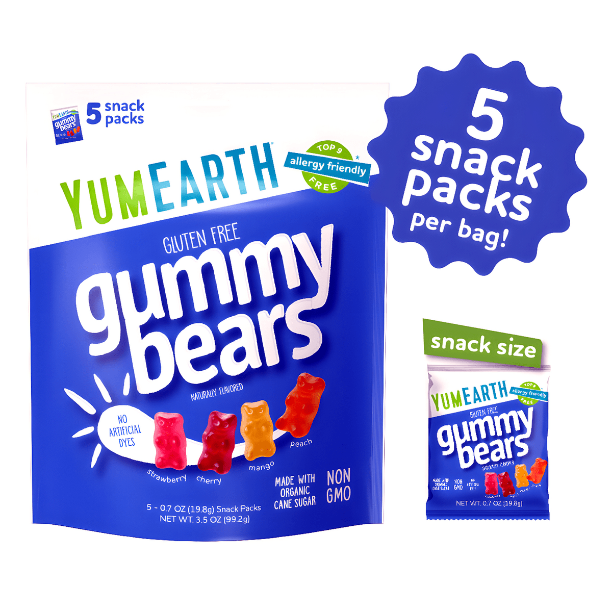 YumEarth Gummy Bears (5 Snack Packs) 3.50oz