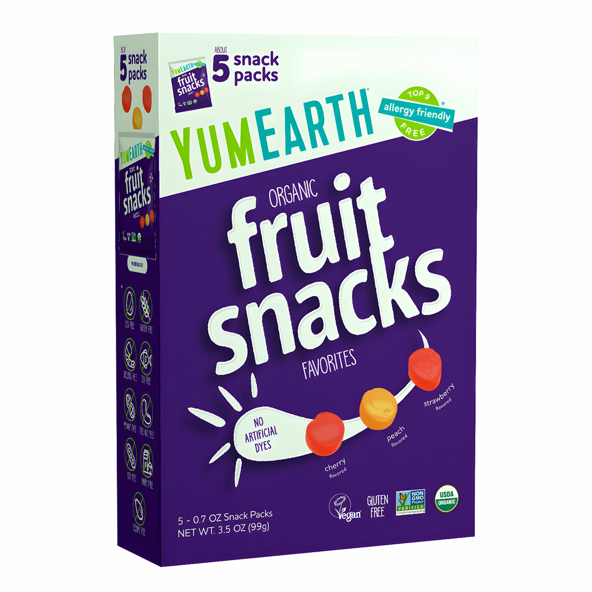 YumEarth Organic Fruit Snacks Box (5 Snack Packs) 3.50oz