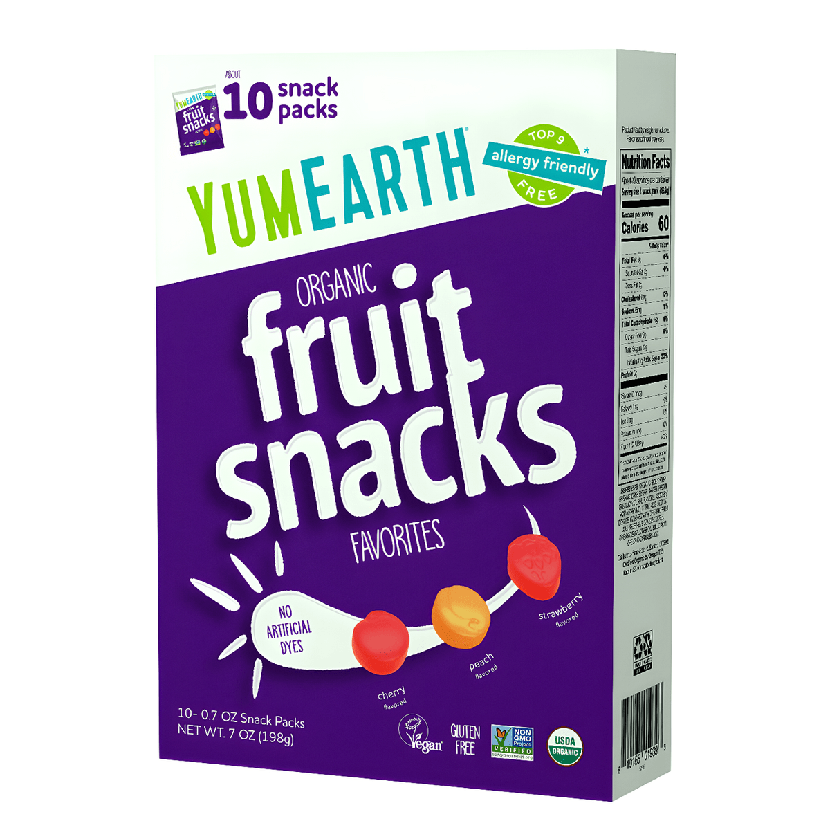 YumEarth Organic Fruit Snacks Box (10 Snack Packs) 7.0oz