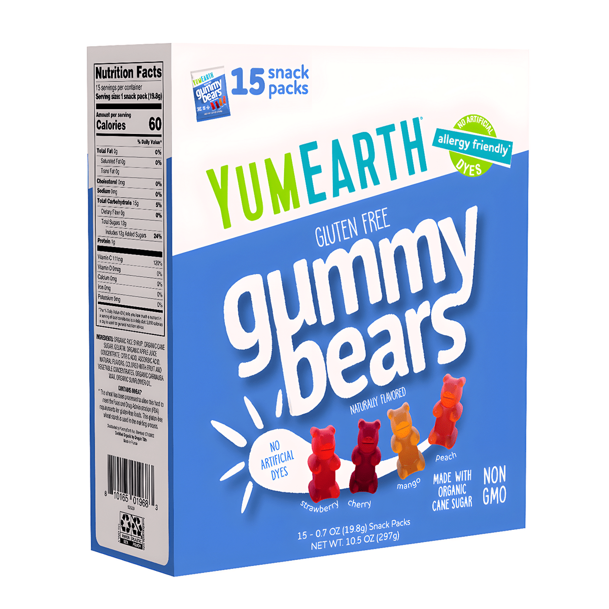 YumEarth Gummy Bears Box (15 Snack Packs) 10.50 oz